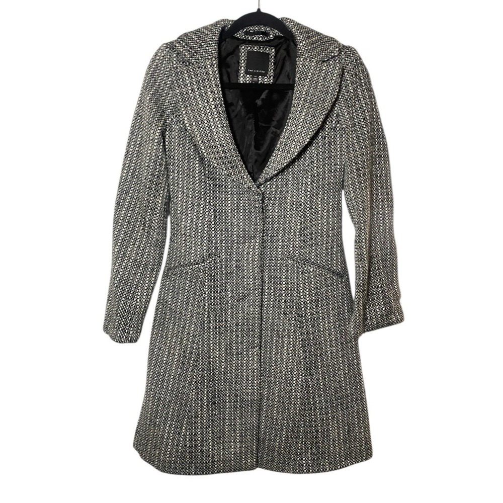 The Limited Womens Y2K Black & White Tweed Peacoat Size XS Classic Preppy 2008